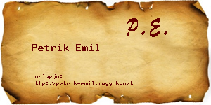 Petrik Emil névjegykártya